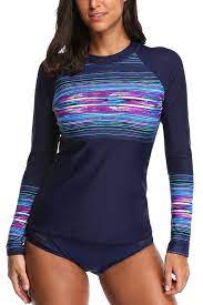 Women S Long Sleeve Rashguard Upf 50 Rash Guard Swim Shirt Swimsuit Top Navy Cx18596k63m Rash Guard Women Swimwear Swim Shirts For Women Rash Guard Women