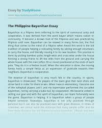 Examples of these are buildings, equipment, and machines. The Philippine Bayanihan Free Essay Example