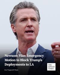 California Gov. Gavin Newsom is seeking an emergency temporary restraining  order to block the Department of Defense and President Donald Trump from  federalizing the California National Guard and deploying U.S. Marines to