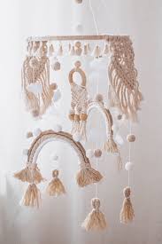 Macrame wall hangings are made of 100% pure cotton cord, without artificial ingredients or chemicals. Mobile Makramee Boho Mobile Makramee Regenbogen Baby Mobile Regenbogen Makramee Bohomobile Baby In 2021 Boho Mobile Diy Baby Mobile Rainbow Macrame