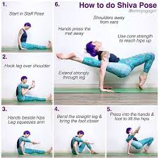 How To Do Shiva Pose Please Warm Up With Some Hip Openers Hamstring Stretches Before Giving This A Go Yoga Poses Advanced Advanced Yoga Yoga Asanas