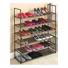storage rack organizer shoe handbag clothes stackable 6 tier shelf closet stand organization furniture living room solutions wooden wall shelves home depot