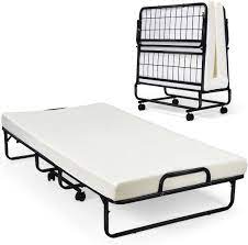 Buy top selling products like denison folding rollaway bed with cabinet in pewter and roma folding bed in blue/white. Amazon Com Giantex Metal Folding Bed With Mattress Rollaway Guest Beds W Super Sturdy Metal Frame And 4 Foam Mattress For Adults Easy Storage Portable Bed On Wheels For Office Room Living Room Twin