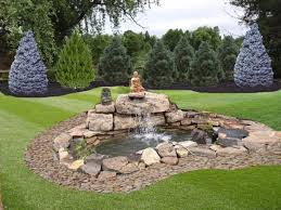 Water that cascades down an artificial rock waterfall or fountain, disappears into a pondless water basin, then pumped back up via submersible pump to start its journey over again. Small Ricorock Pond Waterfalls