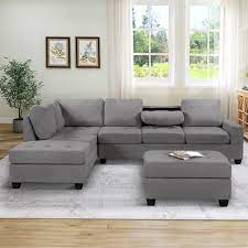 Sectional sofa, ottoman & couches., followed by 107 people on pinterest. Latitude Run Convertible Sectional Sofa With Reversible Chaise L Shaped Couch Set With Storage Ottoman And Two Cup Holders For Living Room Wayfair