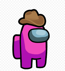 Hd Pink Among Us Crewmate Character With Cowboy Hat On Head Png Citypng