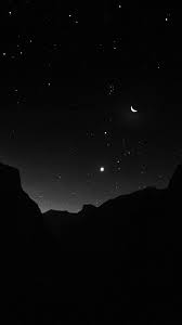 Black And White Star Wallpaper Iphone Iphone Mountain Night Stars Sky Black Wallpaper Langit Malam Ilustrasi Lukisan Latar Belakang