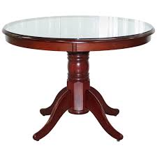 Small Round Mahogany Dining Table Seats Four People With Glass Top Nice Piece At 1stdibs