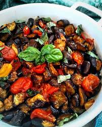 Fried Eggplant With Tomato And Basil Our Edible Italy Recipe Cooked Veggies Vegetable Side Dishes Healthy Eggplant