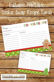 Editable Cookie Exchange Party Recipe Cards Editable And Blank Etsy Recipe Cards Christmas Recipe Cards Holiday Recipe Card