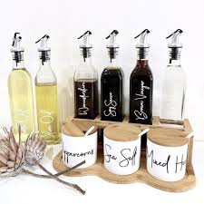 Pld Bamboo Kitchen Spice Canister Oil Vinegar Sauce Storage Set Kitchen Spices Pantry Organisation Pantry Containers