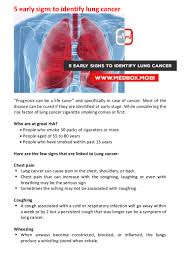 Many people with lung cancer don't notice any signs of the disease; 5 Early Signs To Identify Lung Cancer