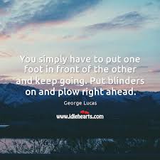 You Simply Have To Put One Foot In Front Of The Other And Keep Going Put Blinders On And Plow Right Ahead Idlehearts