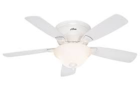 Hunter Low Profile 48 White Ceiling Fan With Led Light Wh