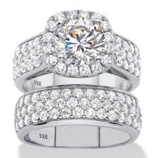 Bridal Wedding Jewelry Palm Beach Jewelry Platinum Over Sterling Silver Cubic Zirconia Bridal Ring Set White 6 With Images Engagement Rings Bridal Sets Wedding Ring Sets