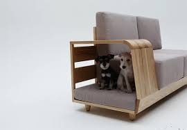Featured item of the week; This Couch Has A Dog Bed Built In To The Wooden Armrest