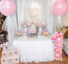 The 1st birthday princess party theme is pink with girly adornments like tiaras, flowers, butterflies, hearts, and sparkles. Princess First Birthday Party Novocom Top