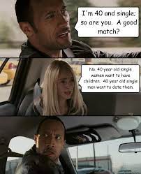 I M 40 And Single So Are You A Good Match No 40 Year Old Single Women Want To Have Children 40 Year Old Single Men Want To Date Them The Rock Driving Quickmeme