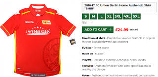 The global football shirt authority since 1997. 1 Fc Union Berlin Home 2016 2017 Football Shirt Club Football Shirts