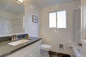Choose from free standing or floating white vanities to give your bathroom. White Clean Bathroom Has Pure White Vanity Cabinet Topped With Stock Photo Picture And Royalty Free Image Image 93362170