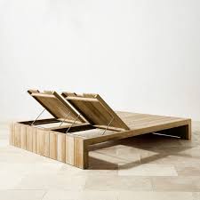 This elegant staci reclining chaise lounge combines materials for beautiful styling and excellent durability. Larnaca Outdoor Teak Double Chaise Patio Furniture Williams Sonoma