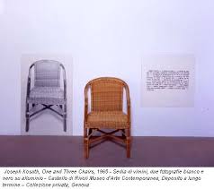 Joseph Kosuth One And Three Chairs 1965 Sedia Di Vimini Due Fotografie Bianco E Nero Su Alluminio Cas Idea Di Decorazione Sedia Vimini Fotografia Bianca