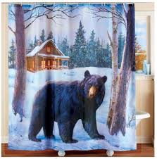 Black Bear Shower Curtain Hooks Northwoods Black Bear Shower Curtain Bath Mat Shower Hooks Rustic Wildlife Decor Unbranded Country Black Bear Decor Bear Decor Black Bear