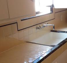 1930s Kitchen These Are The Original 1939 Octagon Ceramic Tiles They Are A Butter Yellow Color I Rem 1930s Kitchen Tile Countertops Kitchen 1920s Kitchen