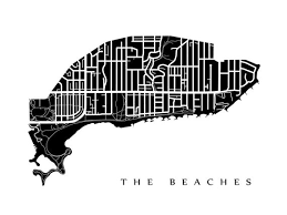 The Beaches Toronto Map The Beaches Map Toronto Neighbourhood Art Print | Etsy