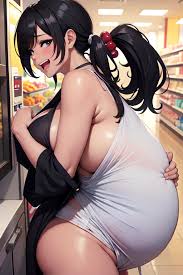 Anime Pregnant Huge Boobs 70s Age Laughing Face Black Hair Ponytail Hair  Style Dark Skin Charcoal Grocery Back View Cumshot Bathrobe  3669402303112326114 