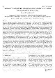 Pdf Estimation Of Entrance Skin Dose To Patients Undergoing Diagnostic X Rays Examinations In Some States Of Nigeria Review