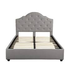 We offer a wide assortment by sizes, types, and materials. Noble House Cordeaux Queen Size Light Gray Fully Upholstered Bed Frame With Button Tufting And Nailhead Accents 54529 The Home Depot