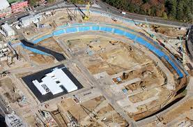 The sky over the national stadium in tokyo exploded in indigo and white as fireworks marked the start of the opening ceremony for the olympics. Tokyo Breaks Ground On New 2020 Olympics National Stadium
