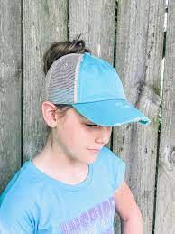 Youth Size Custom Embroidered Raggy Patch Distressed Teal Etsy Youth Hats Custom Patches Ponytail Hat