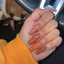 Fall Nails Orange Fall Nails Nails Fall Fallnails Fall Acrylic Nails October Nails Orange Nails