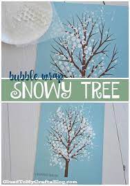 Bubble Wrap Snowy Tree Kid Craft W Free Printable Winter Crafts For Kids Winter Crafts Crafts For Kids