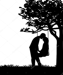 Download Couple In Love On Valentine S Day On A Swing In Park Or Garden Silhouette Stock Illustration Silhouette Painting Love Silhouette Silhouette Art
