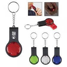 Custom Reflector Key Light With Safety Whistles Whistle Keychains Key Lighting Reflectors Keychain