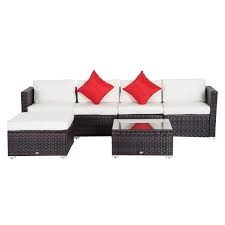 Outsunny Garden 6 Piece Rattan Sofa Sectional Set Outdoor Patio Pe Wicker Furniture Set Deluxe Yard Couch Aosom Com Patio Furniture For Sale Weathered Furniture Dining Sofa