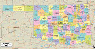 Oklahoma Map With Cities And Towns Detailed Political Map Of Oklahoma - Ezilon Maps