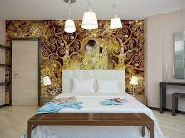 Texture is the key to achieving a trendy boho look in your teen's bedroom. Gold Brown White Bedroom Scheme Wall Decor Bedroom Bedroom Wall Designs Bedroom Wall