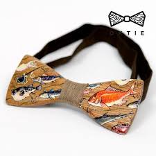 Wooden Accessories Oktie Wood Bow Tie Art Series Fish Wooden Bow Tie Mens Bow Ties Wooden Bow