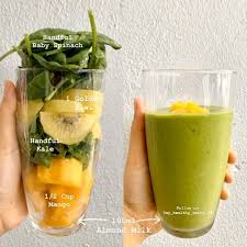 80 Likes 6 Comments My Healthy Tasty Fd On Instagram Mango Kale Smoothie With Baby Spinach Kiw Mango Kale Smoothie Green Smoothie Recipes Aesthetic Food