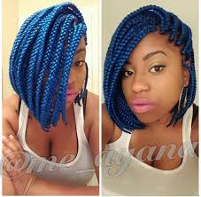 Small Black And Blue Box Braids Box Braids In A Bob With Blue Hair Bob Braids Hair Styles Bob Braids Hairstyles