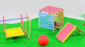 How to make popsicle stick house for rat, miniature hamster house, diy crafts ◇ donate me : Diy Making Tiny Playground For Hamster From Popsicle Sticks Youtube
