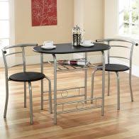 Measuring only 29.92 h x 29.13 w x 29.13 d (table) and 36.02 h x 15.75 w x 18.90 d (chair), this set can be ideally placed in any dining room, living room or kitchen. Buy Compact 2 Seater Dining Set Black Silver With 2 Chairs Online At Cherry Lane