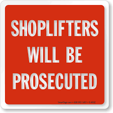 1 (one) video security camera sign decal made using high quality 6 year calendared adhesive vinyl. Shoplifters Will Be Prosecuted Sign Red Sku S 4902