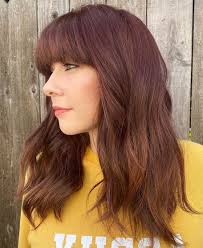Long burgundy plum hair with highlights mixed together and a thick bangs is a great combination, which is really worth the time spent making it. 50 Dainty Auburn Hair Ideas To Inspire Your Next Color Appointment Hair Adviser