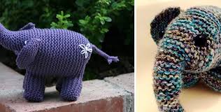 This free amigurumi elephant pattern is courtesy of lion brand yarn. Knitted Garter Stitch Elephant Free Knitting Pattern