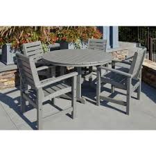 Polywood Signature Slate Grey 5 Piece Plastic Outdoor Patio Dining Set Pws152 1 Gy The Home Depot Outdoor Patio Set Outdoor Dining Chairs Patio Dining Set